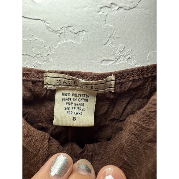 Maurices brown lace trim babydoll crinkle y2k cami womens small fairy grunge - Picture 4 of 8
